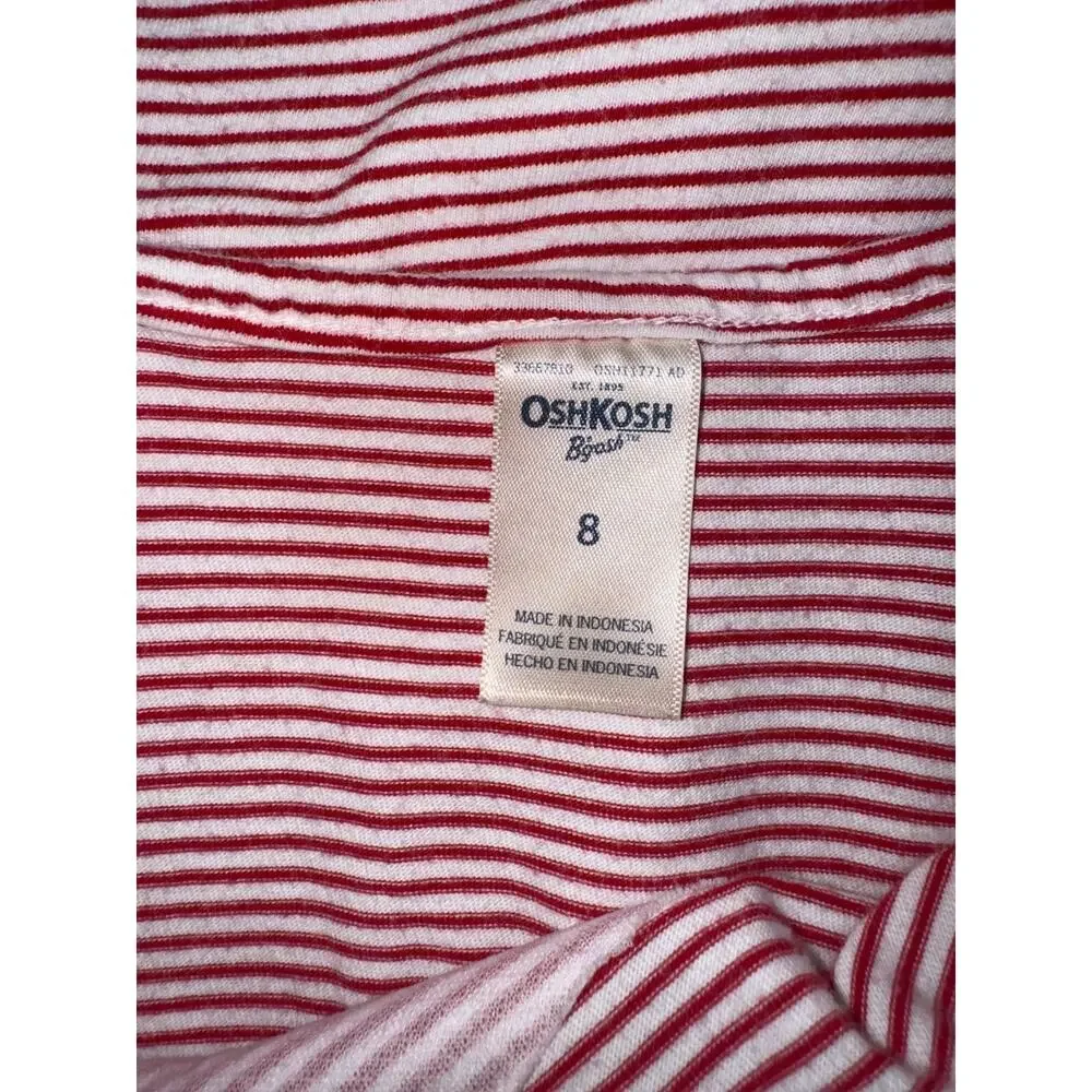 OshKosh B'gosh Girls Reach for the Stars Red Striped Shirt,  Size 8
